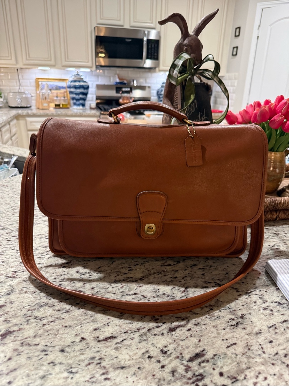 Coach Leather Messenger Bag in Brown